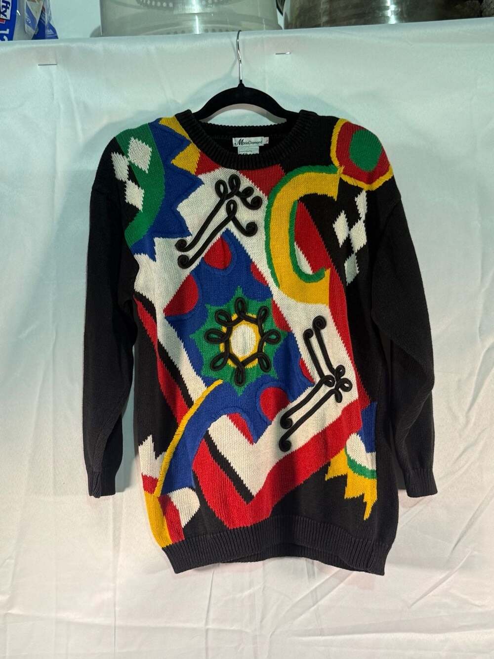 Marie Diamond Vintage Abstract Pattern Knit Pullover Sweater